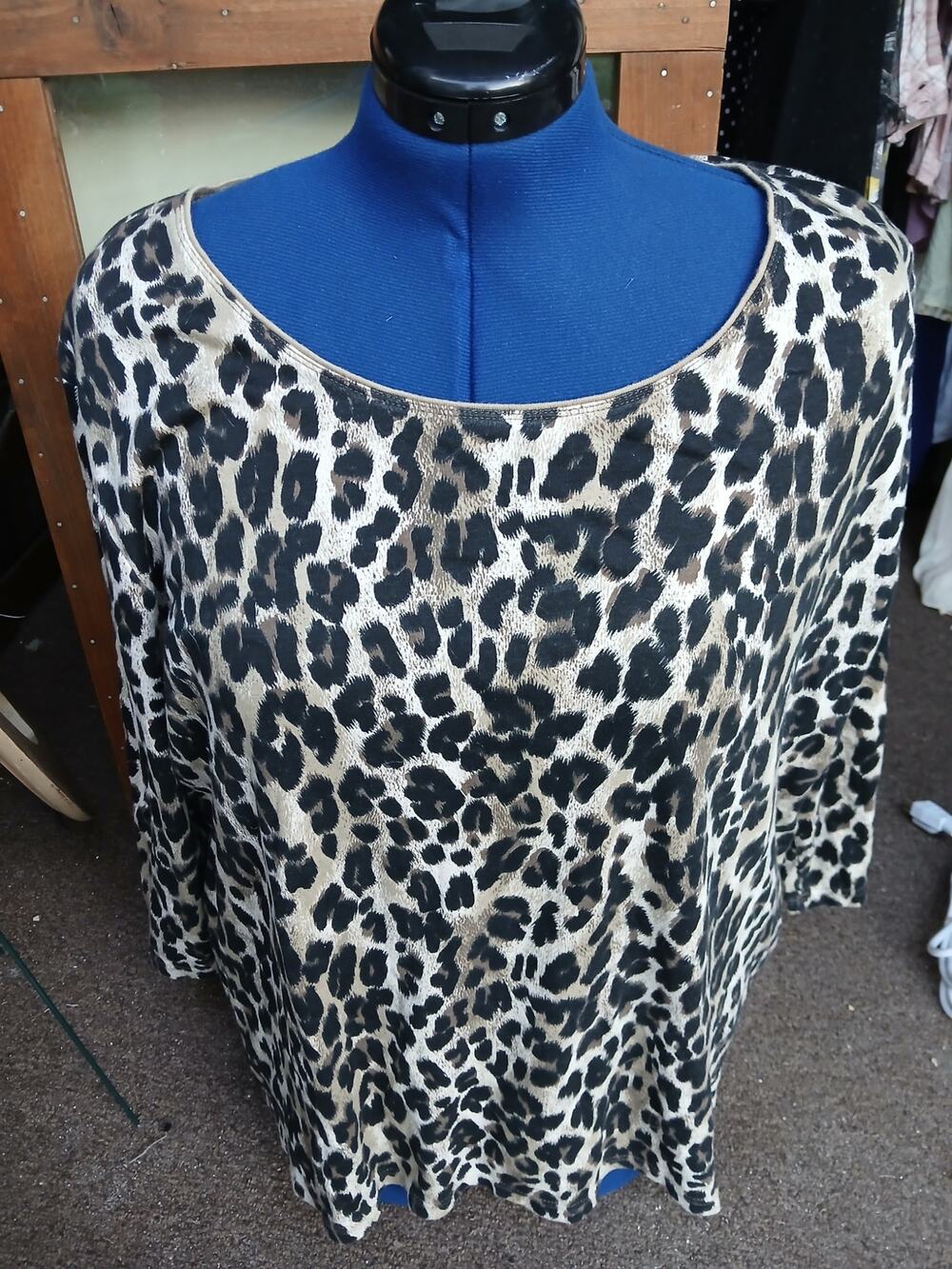 Karen Scott Animal Print Tshirt Top 3X Shirt Pullover Black Brown Leopard Cotton